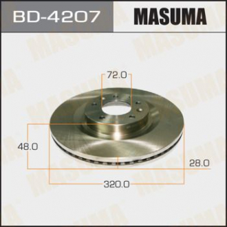 Диск тормозной передний Mazda CX-7, CX-9 (07-12) (Кратно 2 шт) Masuma BD4207 (фото 1)