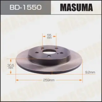 Диск тормозной задний Toyota Prius (09-15) (Кратно 2 шт) Masuma BD1550