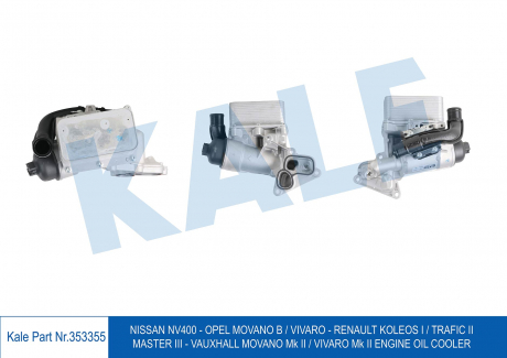 KALE RENAULT Масляный радиатор Koleos I,II,Master III,Trafic II,Opel Movano B,Vivaro,Nissan 2.0/2.3dCi 06- KALE OTO RADYATOR 353355 (фото 1)