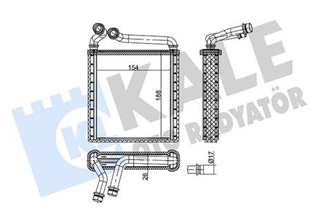 Радиатор отопителя Volkswagen Eos, Golf V, Golf Vi, Golf Plus, Passat K KALE OTO RADYATOR 346745