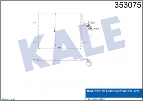 KALE VOLVO Радиатор кондиционера S60 II,V60,V70 III,XC60,XC70 II KALE OTO RADYATOR 353075