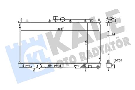 Радіатор охолодження двигуна (паяний) Mitsubishi Outlander (03-) АКПП 2.4i KALE OTO RADYATOR 347970