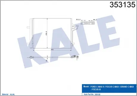KALE FORD Радиатор кондиционера C-Max II,Focus III 10- KALE OTO RADYATOR 353135
