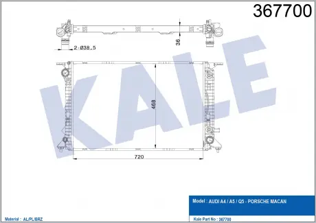 KALE VW Радиатор охлаждения Audi A4/5,Q5 2.7TDI/3.0 KALE OTO RADYATOR 367700