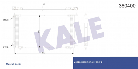 KALE HONDA Радиатор кондиционера CR-V II 2.0 01- KALE OTO RADYATOR 380400