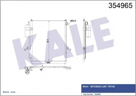 Радіатор кондиціонера Mitsubishi L200, Triton KALE OTO RADYATOR 354965 (фото 1)