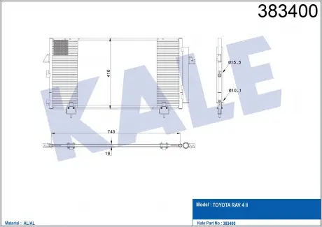 Радиатор кондиционера Toyota Rav 4 II KALE OTO RADYATOR 383400
