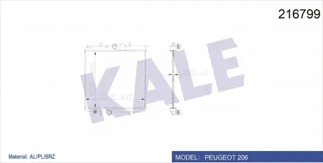 KALE PEUGEOT Радиатор охлаждения 206 1.1/1.6 KALE OTO RADYATOR 216799