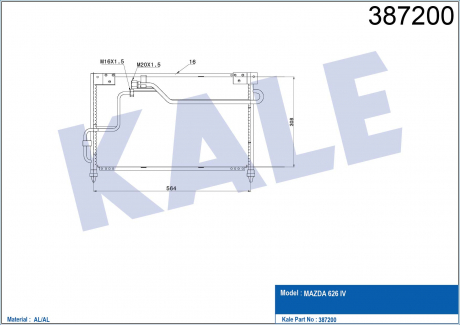 KALE MAZDA Радиатор кондиционера 626 IV 91- KALE OTO RADYATOR 387200