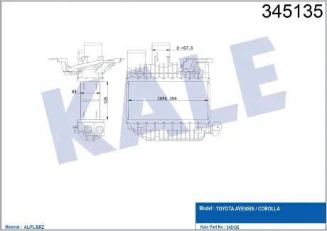 KALE TOYOTA Интеркулер Avensis 2.0D-4D 99- KALE OTO RADYATOR 345135