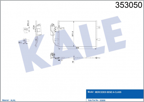 KALE DB Радиатор кондиционера W168 00- KALE OTO RADYATOR 353050