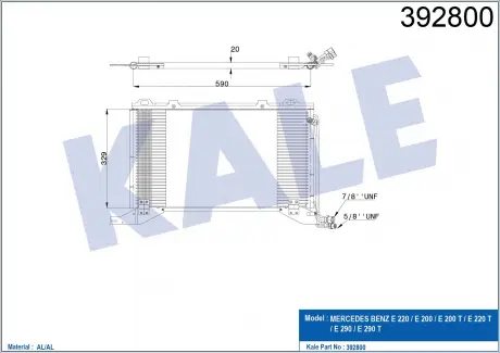 KALE DB Радиатор кондиционера W210 KALE OTO RADYATOR 392800
