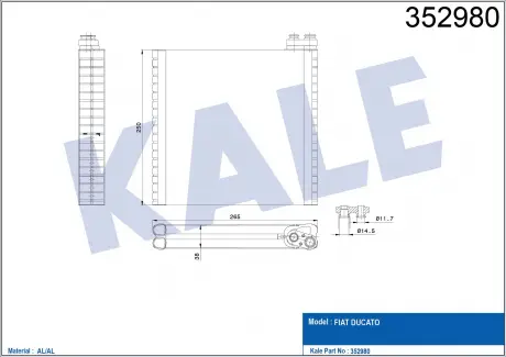 KALE FIAT Испаритель Ducato 06- KALE OTO RADYATOR 352980