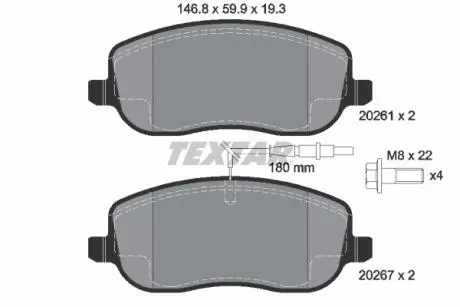 Тормозные колодки дисковые TEXTAR 2026101
