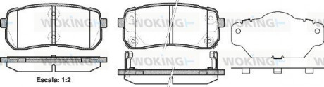 Колодки тормозные дисковые задние Hyundai H-1 cargo 2.5 08-,Hyundai H-1 travel 2 Woking P1388302