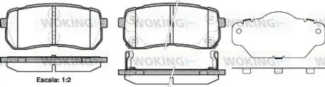 Колодки тормозные дисковые задние Hyundai H-1 cargo 2.5 08-,Hyundai H-1 travel 2 Woking P1388302