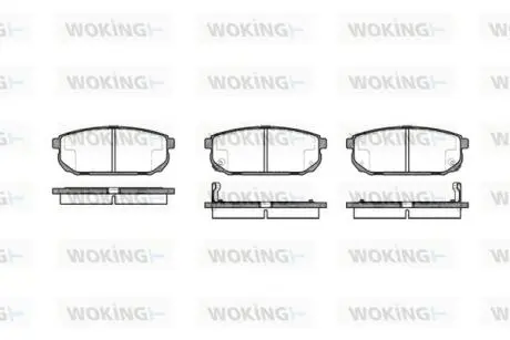 Колодки тормозные дисковые задние Kia Sorento i 2.4 02-,Kia Sorento i 2.5 02- (P Woking P1142302