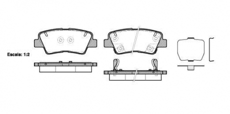 Колодки тормозные дисковые задние Hyundai Grandeur 2.4 11-,Hyundai Grandeur 3.0 Woking P1262302 (фото 1)