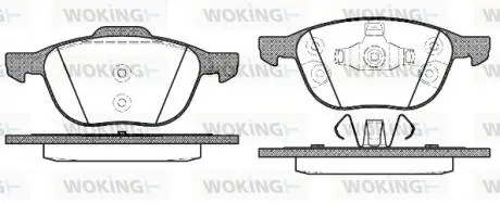 Гальмівні колодки перед.FORD C-MAX/FOCUS/MAZDA 3/5/VOLVO V40/S40/C70/C30 1.0-2.5 03-19 Woking P1182330