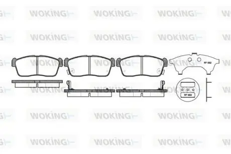 Тормозные колодки передние Chevrolet Cruze /Subaru Justy /Suzuki Ignis /Nissan Pixo 1.0-2.5 00- Woking P6243.02