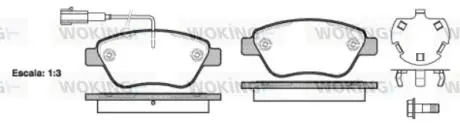 Тормозные колодки перед. Nemo/Bipper 08-(BOSCH) (122,8x53,6) с датчиком Woking P9583.32