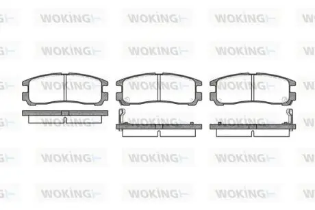 Тормозные колодки задние. Galant/Pajero 87-12 (107.8*41.1*15.5) Woking P3913.02