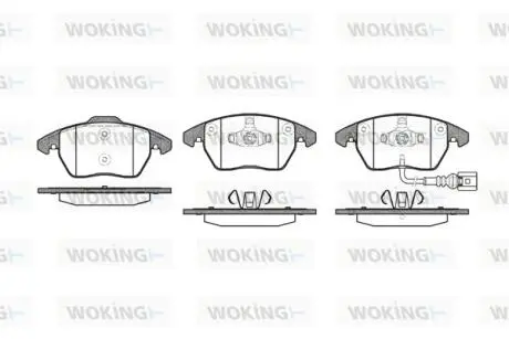 Колодки тормозные дисковые передние Audi A1 1.2 10-,Audi A1 1.4 10-,Audi A1 1.6 Woking P11303.01