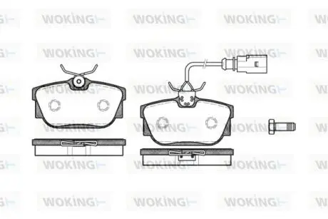 Тормозные колодки зад. T4 98-03 (с датчиком) (94.8x51mm) Woking P6673.01