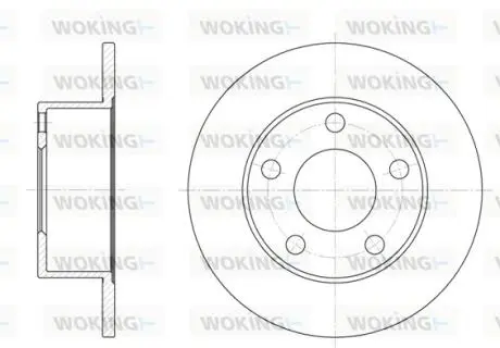 Тормозной диск задний. Audi 100/A6/Passat/Superb (88-08) Woking D6123.00