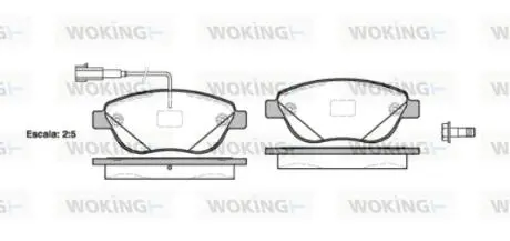 Тормозные колодки перед. Doblo 10- (137x57.4x19) Woking P9593.12
