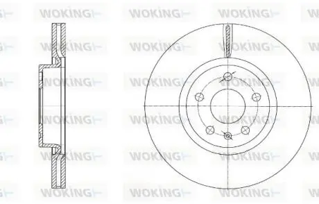 Гальмівний диск перед. Caddy III/IV/Golf/Jetta/Passat/Octavia 05- (312x25) Woking D6972.10