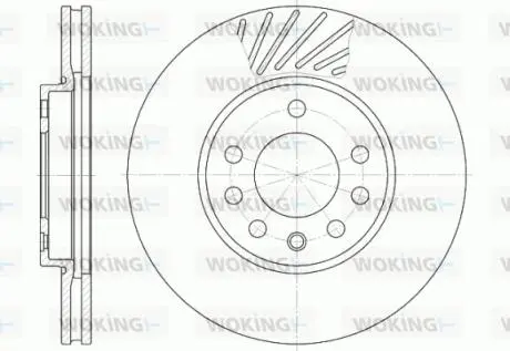 Тормозной диск перед. Opel Astra G, H/Zafira 98- (вент.) (280x25) Woking D6584.10