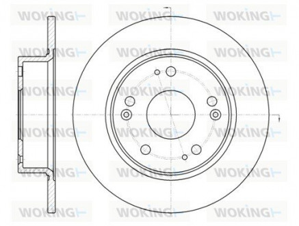 Тормозной диск зад. Honda Accord 04-08 (260x10) Woking D6984.00