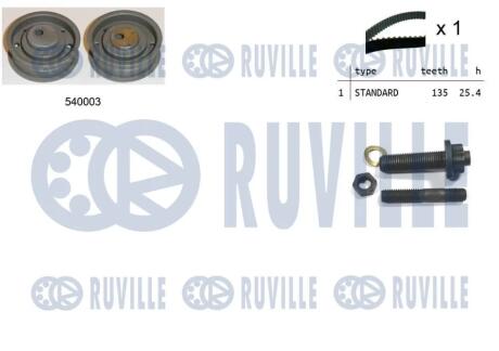 VW К-т ремня ГРМ (ремень+ролик+крепленеие) 1.6D RUVILLE 550071