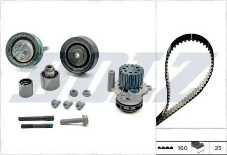 VW К-кт. грм. (ремень + 4 ролика + помпа) GOLF VI 2.0 TDI 08-12, AUDI A1 2.0 TDI 11-15, SEAT IBIZA IV 2.0 TDI 10-15 DOLZ KD156