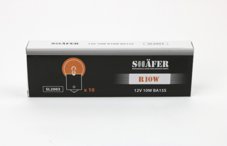 Лампа накалювання 12V 10W R10W BA15S (картонна упаковка по 10шт) SHAFER SL2003 (фото 1)