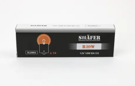 Лампа накалювання 12V 10W R10W BA15S (картонна упаковка по 10шт) SHAFER SL2003