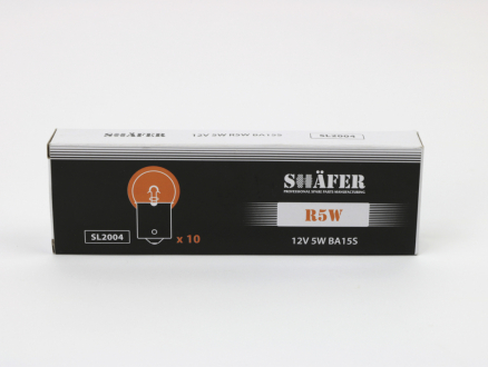 Лампа накалювання 12V 5W R5W BA15S (картонна упаковка по 10шт) SHAFER SL2004 (фото 1)