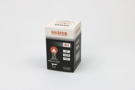 Лампа галогенова H4 24V 75/70W P43T  (картонна упаковка 1шт) SHAFER SL1204