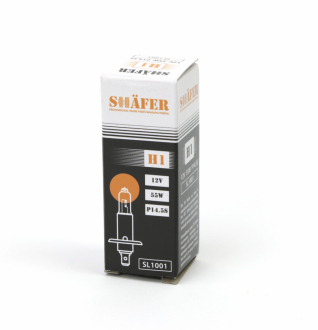 Лампа галогенова H1 12V 55W P14.5S  (картонна упаковка 1шт) SHAFER SL1001