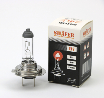 Лампа галогенова H7 12V 55W PX26D  (картонна упаковка 1шт) SHAFER SL1007