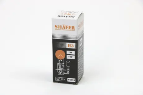 Лампа галогенова H3 24V 70W PK22S  (картонна упаковка 1шт) SHAFER SL1203