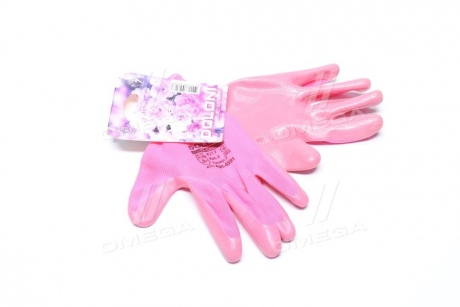 Перчатки розовый трикотаж, полиэстер, вязаный манжет, гладкий, розовый размер 7 DOLONI 4591