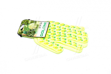 Перчатки "Весенние цветы" с рисунком ПВХ желтый/зеленый полиамид 13 класс размер 10 (DOLO DOLONI 4116