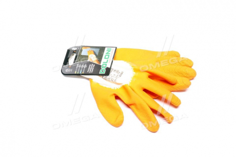 Перчатки трикотаж, хлопок, вязаный манжет, латекс, оранжевый размер 10 DOLONI 4584 (фото 1)
