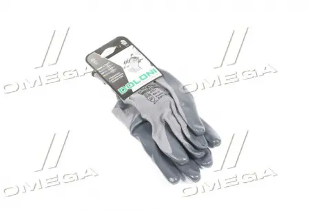 Рукавички трикотаж сірі, поліестер, в\'язаний манжет, нітрил, сірий розмір 10 DOLONI 4577