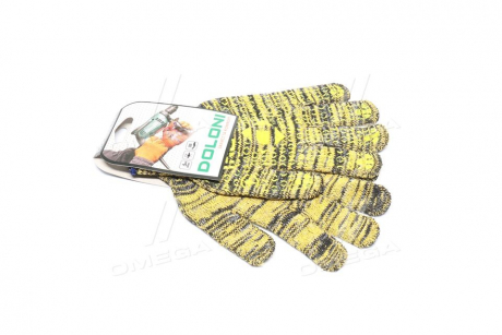 Перчатки "Рябушка" с ПВХ рисунком желтый/серый/желтый70/30 10 класс размер 10 DOLONI 4242