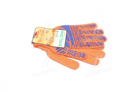 Перчатки "Ладонь" с ПВХ рисунком оранжевый/синий40/60 7 класс размер 10 DOLONI 794