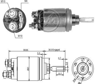 Реле втягивающего стартера Aftermarket ZM742