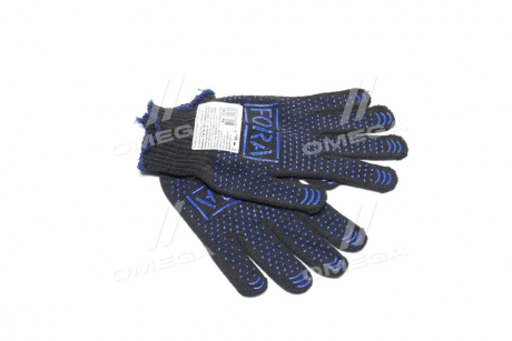 Перчатки FORA с ПВХ-рисунком черный / синий70 / 30 10 класс размер 10 DOLONI 15500